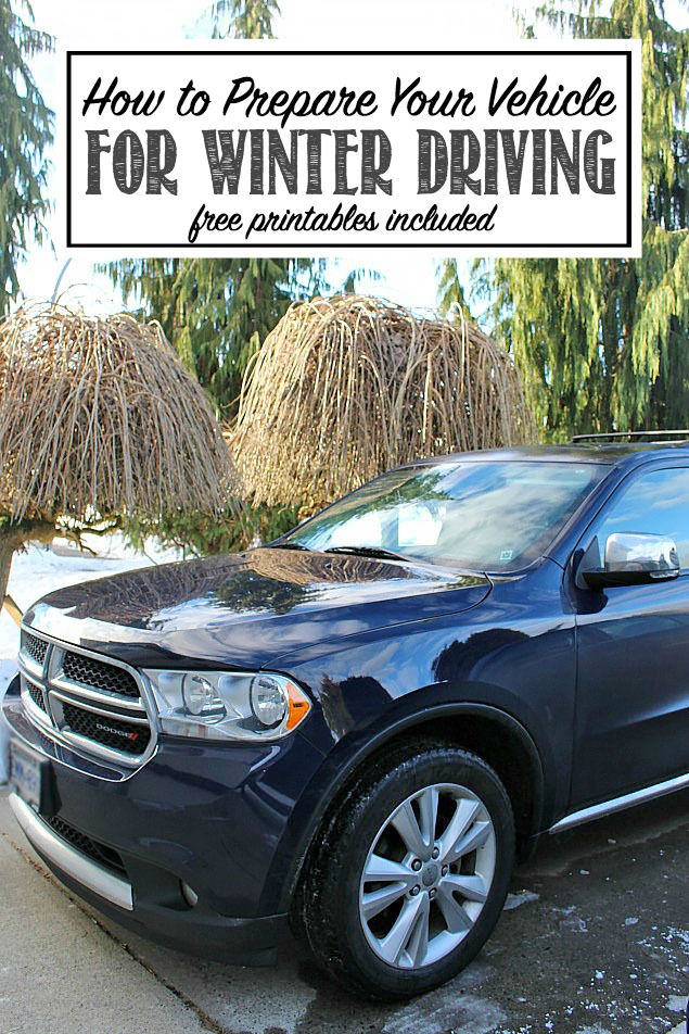 How to Prepare Your Vehicle for Winter Driving graphic with a Dodge Durango in the snow.