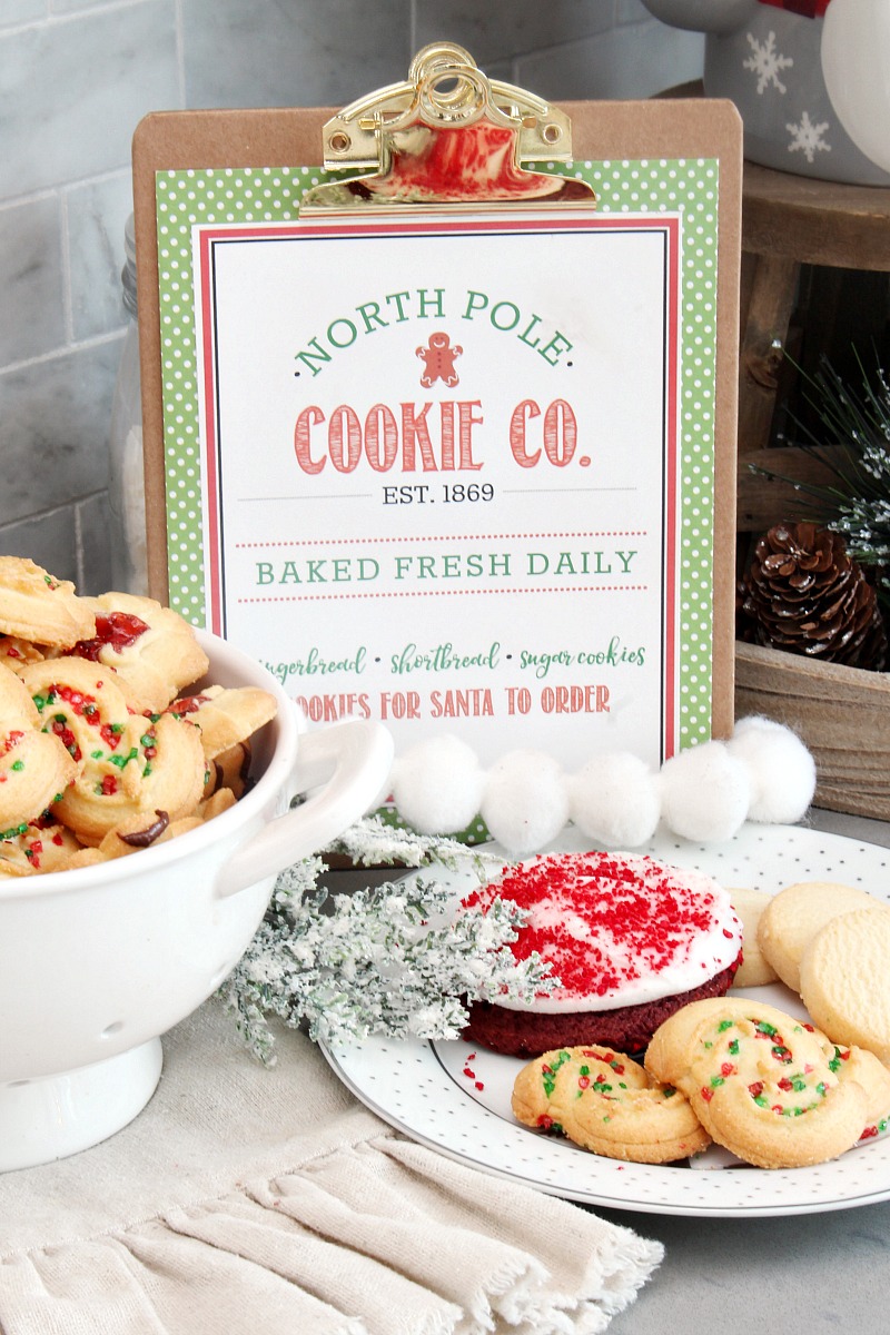 North Pole Cookie Co. free Christmas printable with lots of Christmas cookies.